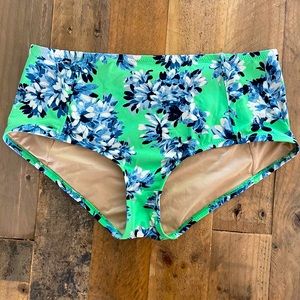 J. Crew green and blue floral high waisted bikini bottom